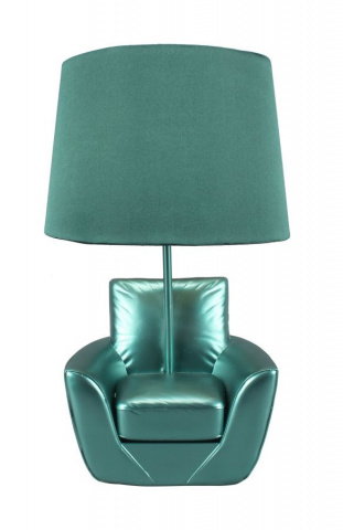 Veioza decorativa turcoaz din rasina si metal, ø 26 x H43 cm, Midcentury Mauro Ferreti