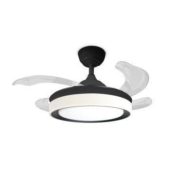 Ventilator de tavan LED Brezza, 4 pale, Ø90 cm, 48W, Negru, Kelektron