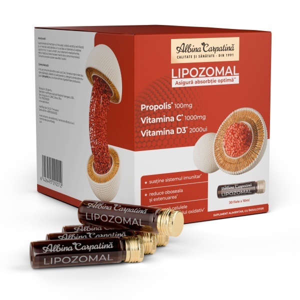 Lipozomal Propolis 100mg, Vitamina C 1000mg, D3 2000ui - 30 fiole