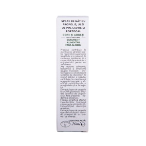 Spray de gât cu propolis, ulei de pin, salvie și portocală 20ml - Img 3