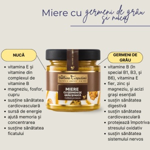 Miere cu germeni de grâu și nucă 270g - Img 3