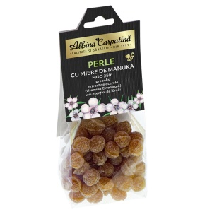 Perle cu miere de manuka MGO 250+, propolis, vitamina C naturală, lamăie 100g - Img 1