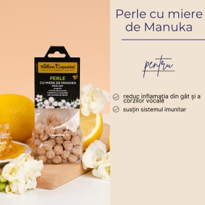 Perle cu miere de manuka MGO 250+, propolis, vitamina C naturală, lamăie 100g - Img 2
