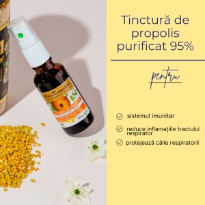 Tinctură de propolis purificat 95% 30ml - Polifenoli min. 15% - Img 2