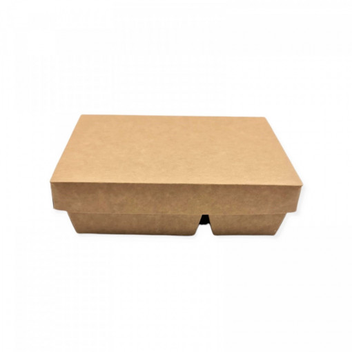Set 100 buc Capac Meniu Carton 2 Compartimente - Natur-