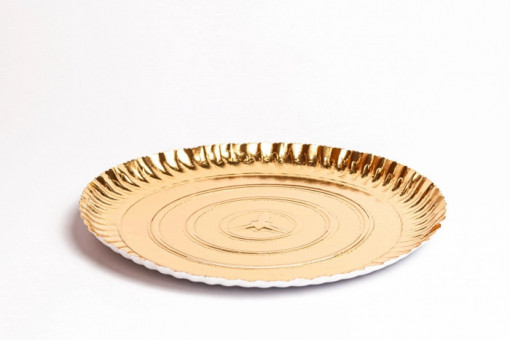 Set 100 buc Tavite Rotunde Tort 3 Plastifiate Aurii