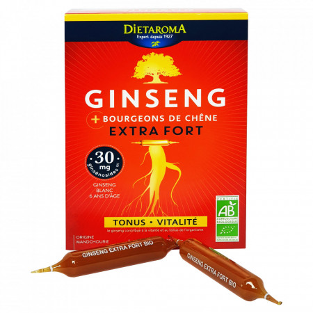 GINSENG EXTRA FORTE BIO- Extract de rădăcină de Ginseng, 20 fiole, 200ml, combate oboseala, revigorant