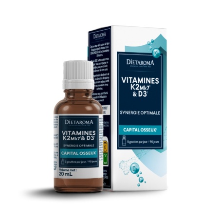 VITAMINA K2 mk7 și D3 flacon din sticla cu picurator, 20ml, sustine imunitatea si sistemul osos