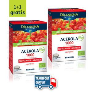 2 x ACEROLA 1000 ECO - 48 comprimate, 12 comprimate x 4 tuburi, gust placut, sustine sistemul imunitar, reduce oboseala