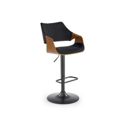 Scaun bar, negru/nuc, stofa catifelata/placaj/metal, 55x52x93/114 cm – model H124
