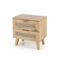 Noptieră, stejar artizanal, PAL/MDF laminat/polipropilenă, 50x34x52 cm – model Borneo