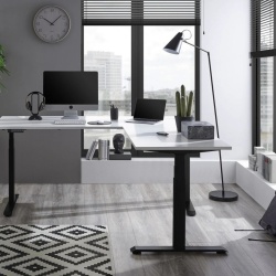 Masă birou, alb/negru cu înălțime reglabilă electric, 185x77x74-127 cm – model BEN 11 - Img 6