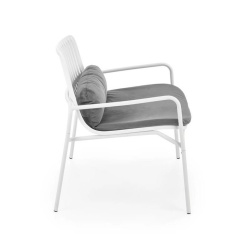 Scaun de grădină din polipropilenă și oțel, alb/gri, 71x66x75 cm – Melby - Img 4