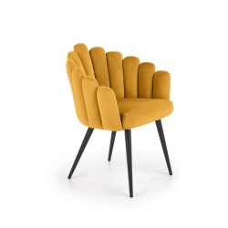 Scaun tapitat galben mustar, stofa catifelata, 65x62x85 cm – model K410 - Img 3