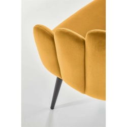 Scaun tapitat galben mustar, stofa catifelata, 65x62x85 cm – model K410 - Img 4