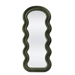 Oglindă, verde olive, stofă catifelată, 70x160 cm – model Confetto