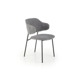 Scaun dining gri deschis, tapițat cu stofă și picioare metalice – model K497 - Img 1