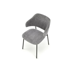 Scaun dining gri deschis, tapițat cu stofă și picioare metalice – model K497 - Img 4