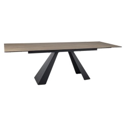 Masă extensibilă Salvadore, maro deschis/negru, 160/240x90x77 cm