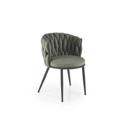 Scaun dining, verde-negru, stofă și metal, 57x60x79 cm, k516