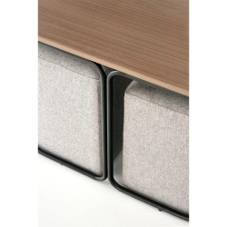 Set măsuță de cafea și 2 tabureți, nuc/gri, 88x43x49 cm – model Pampa - Img 5