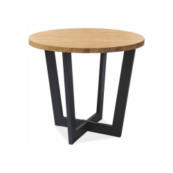 Masă cu aspect industrial Cono cu blat laminat, stejar/negru, 90x78 cm