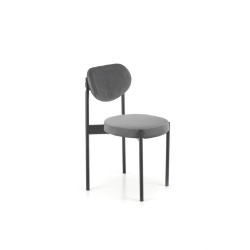 Scaun dining gri, tapițat cu stofă catifelată și picioare metalice – model K509 - Img 3