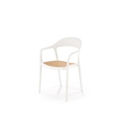 Scaun gradina alb/stejar, polipropilena, 57x52x80 cm -k530