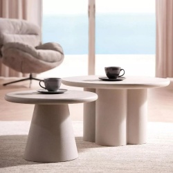 Măsuță de cafea, gri deschis, microciment, 60x40 cm – model AURORA - Img 3