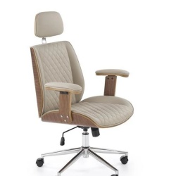 Scaun directorial, nuc/bej, piele ecologică/placaj îndoit, 72x68x114/122 cm - model TIMBER
