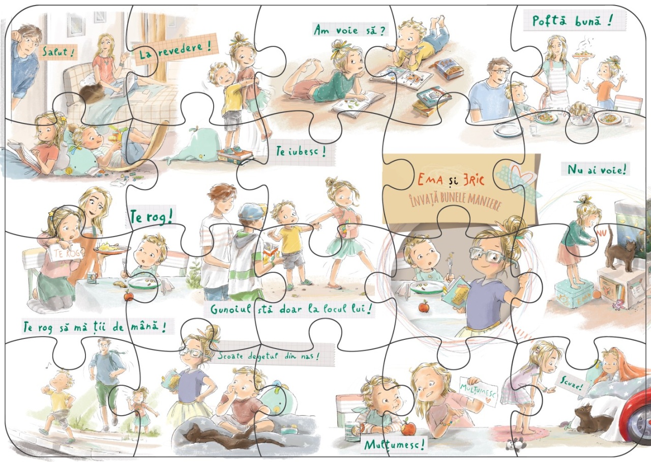 Ema si Eric invata bunele maniere - Puzzle gigant - imagine 3