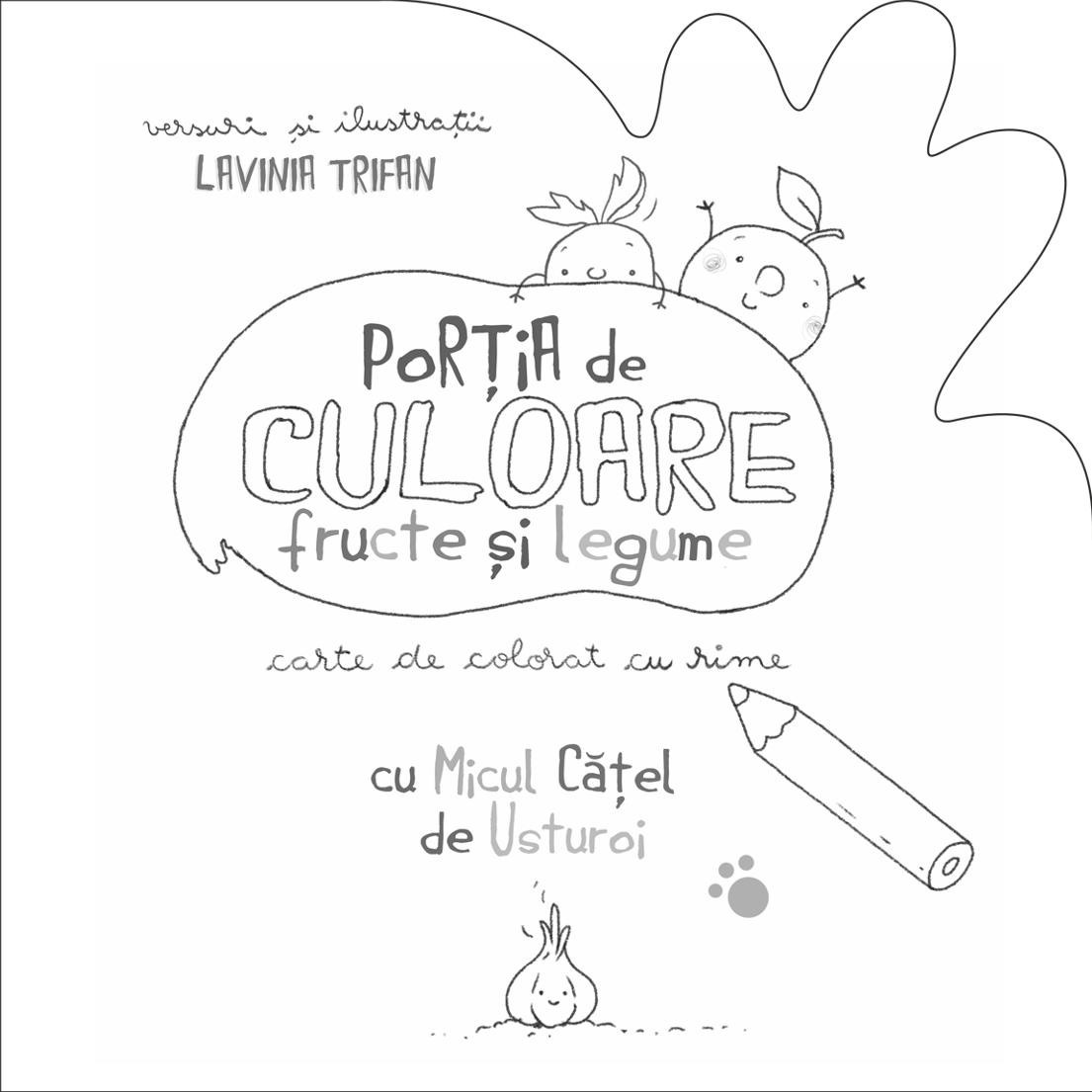 Portia de culoare: Fructe si legume - Carte de colorat cu rime - imagine 3
