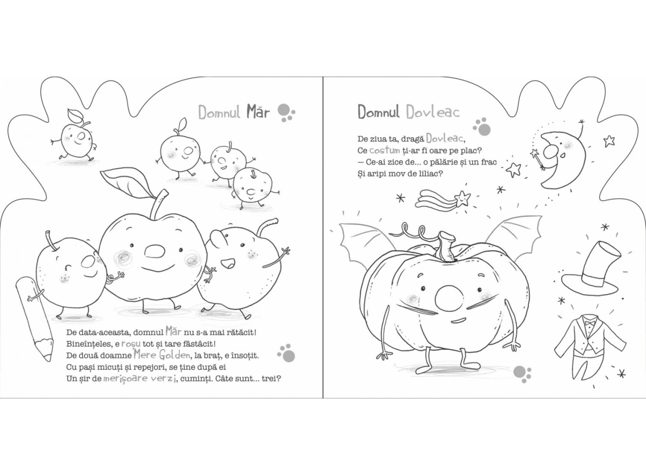 Portia de culoare: Fructe si legume - Carte de colorat cu rime - imagine 5