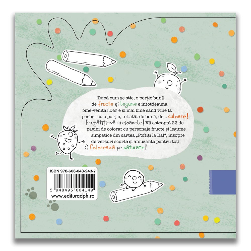 Portia de culoare: Fructe si legume - Carte de colorat cu rime - imagine 2