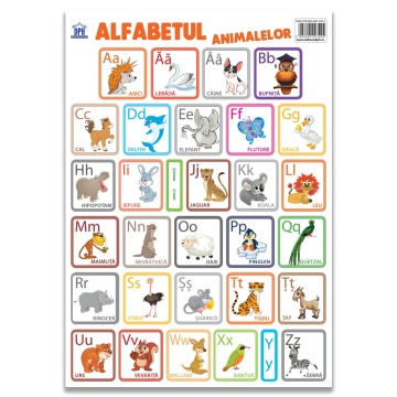 Plansa - Alfabetul animalelor in limba romana