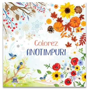 Colorez anotimpuri - Carte de colorat + 12 creioane colorate