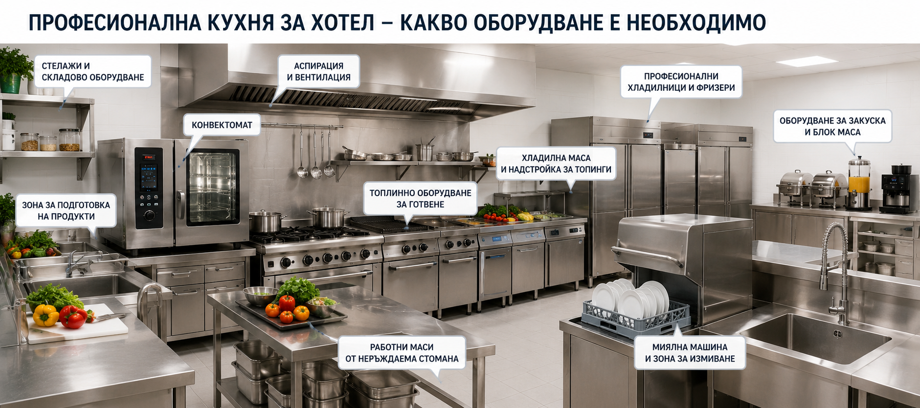 Професионална кухня за хотел – какво оборудване е необходимо