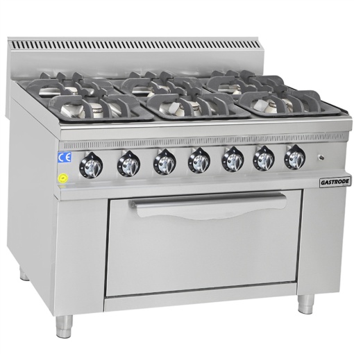 Gastrode - Газови 6 котлона с фурна - серия 700 мм