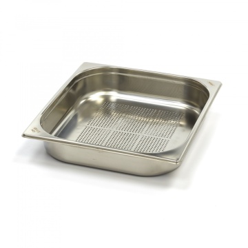 Контейнер Gastronorm 2/3 GN - Перфориран - 6,5cm дълбочина - 32,5 x 35,4cm - неръждаема стомана