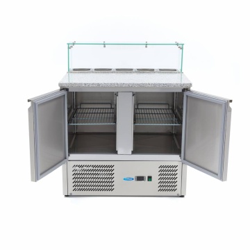 Хладилник за приготвяне на пица с 2 врати - 90cm - 285 л - включва стъклен капак