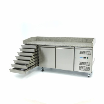 Хладилна маса с гранит за приготвяне на пици с 2 врати - 202cm - 780 л - 7 чекмеджета - Img 5