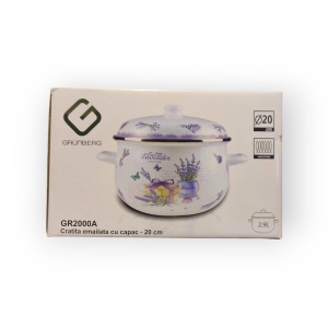 Cratiță emailată cu capac, 20 cm., 2,9 litri - Img 2