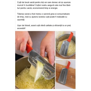 Cuțit cu două lame din inox pentru tocat varză