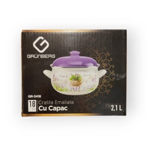 Cratiță emailată, cu capac, 18 cm., 2,1 litri - Img 6