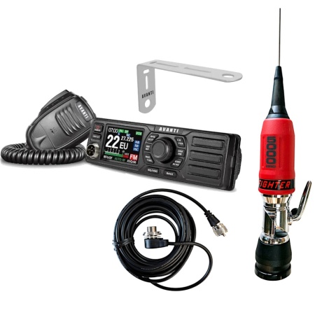 Kit PRO Statie Radio CB Avanti Totale + Antenă Sirio Fighter 5000 Red Devil si Suport Inox Avanti