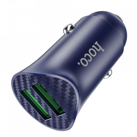Incarcator auto Hoco Z39 Farsighted, 2 x USB QC3.0 18W, Blue