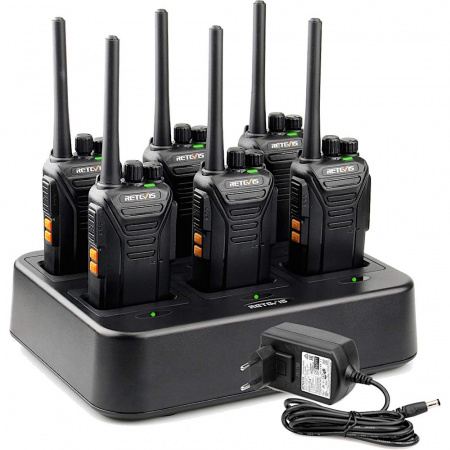 Set 6 Statii Radio Portabile Retevis RT27 PMR446, cu Incarcator Profesional 6 Sloturi
