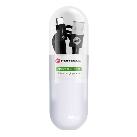 Cablu Date si Incarcare Forcell Tube C319, USB A la USB-C, 2.1A, 1m, Negru
