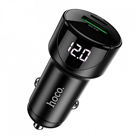 Incarcator Auto Hoco Z42 LED Light Digital Display, USB QC 3.0 + PD 20W, negru