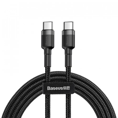 Cablu Date si Incarcare Baseus PD, Cafule CATKLF-GG1, USB Tip-C la USB Tip-C, 1m, 60W, 3A, Negru Gri
